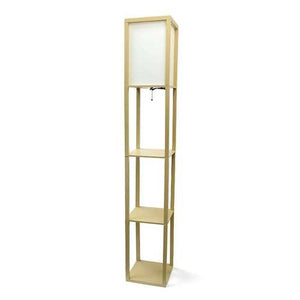 Modern 63-inch Tall Asian Style Floor Lamp with Off-White Shade in Tan Finish