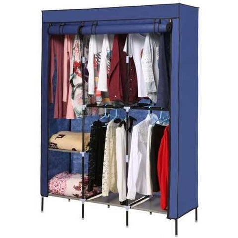 Image of Blue 68-inch Bedroom Wardrobe Closet Shelving Unit