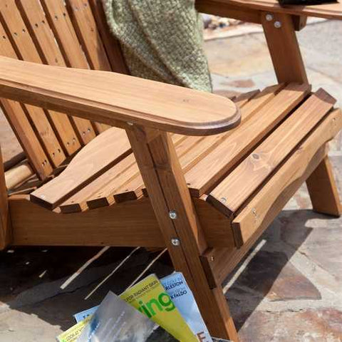 Image of Oversized Classic Adirondack Chair with Pull-Out Ottoman in Natural