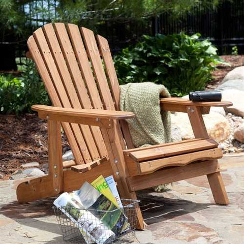 Image of Oversized Classic Adirondack Chair with Pull-Out Ottoman in Natural