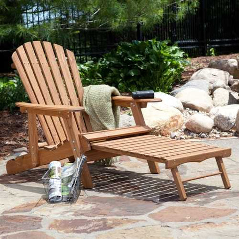 Image of Oversized Classic Adirondack Chair with Pull-Out Ottoman in Natural