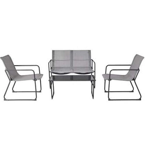 Outdoor Black Steel Frame 4-Piece Patio Furniture Set