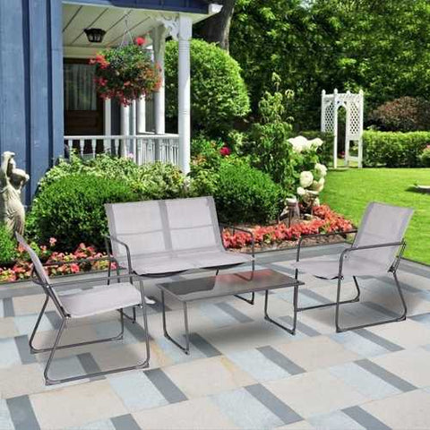 Image of Outdoor Black Steel Frame 4-Piece Patio Furniture Set