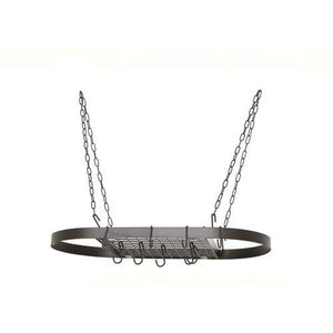 Oval Hanging Pot Rack with Chains and 2 Hooks in Matte Black