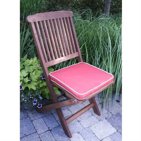 Image of 3-Piece Outdoor Patio Furniture Bistro Set with Red Seat Cushions