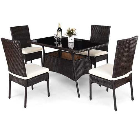 Image of Modern Outdoor 5-Piece PE Rattan Patio Dining Set