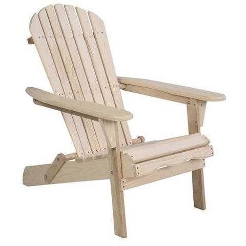 Image of Unfinished Wood Folding Adirondack Chair Outdoor Garden Patio