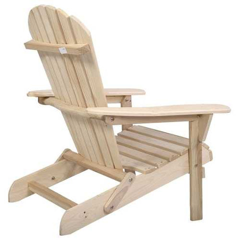 Image of Unfinished Wood Folding Adirondack Chair Outdoor Garden Patio