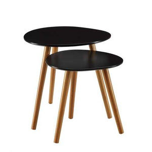 Set of 2 - Modern Mid-Century Style Nesting Tables End Table in Black