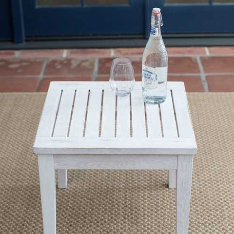 Image of Outdoor Garden Deck Patio Side Table in White Wood Finish