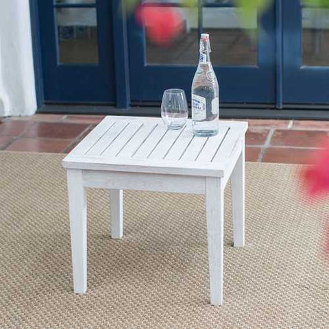 Image of Outdoor Garden Deck Patio Side Table in White Wood Finish