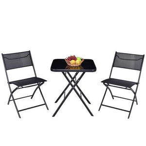 Outdoor 3-Piece Folding Bistro Patio Set with Table and Chairs