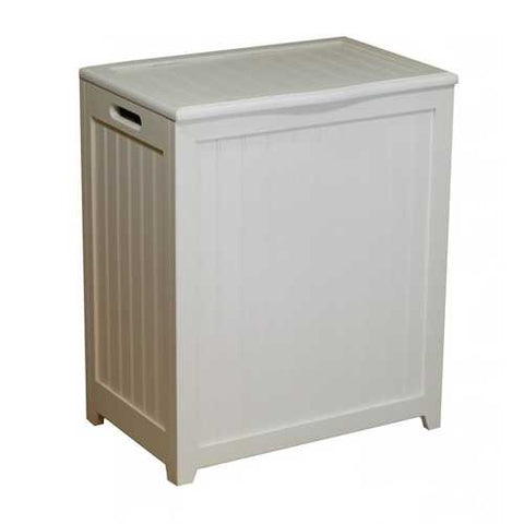 Image of White Solid Wood Rectangular Laundry Hamper