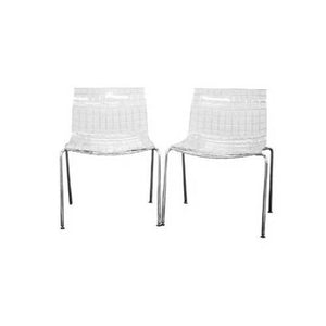 Set of 2 Modern Dining Chairs with Clear Seat and Metal Legs