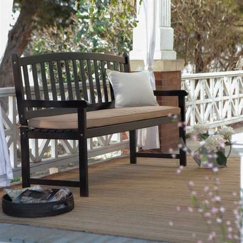 Image of 5-Ft Outdoor Curved Back Garden Bench with Armrest in Black Wood Finish