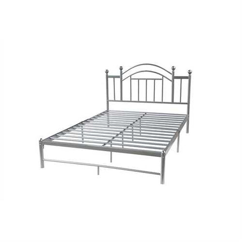 Image of Full size Silver Metal Platform Bed Frame with Arched Headboard