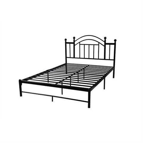 Image of Full size Black Metal Platform Bed Frame with Arched Headboard