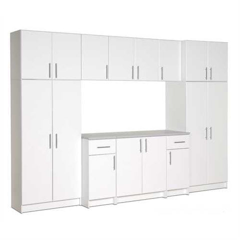 Image of White Tall Storage Cabinet for Brooms and Mops