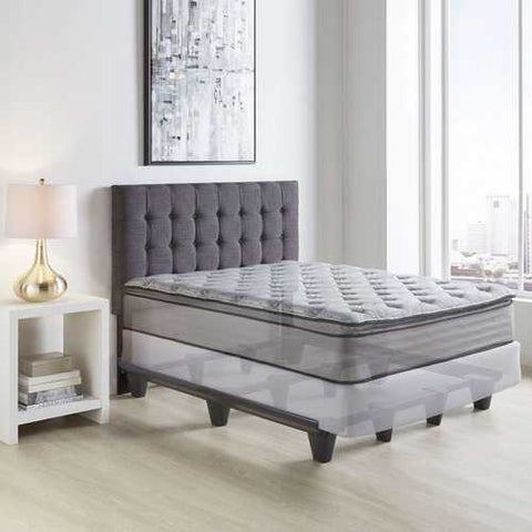 Image of Heavy Duty Metal Bed Frame in Charcoal Finish Adjusts to Size Full Queen King and California King