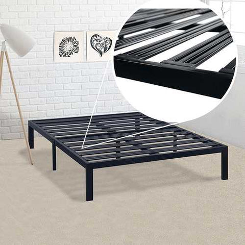 Image of Full size Metal Platform Bed Frame with 3.86 inch Wide Heavy Duty Steel Slats