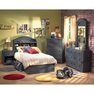 Twin size Arch Top Bookcase Headboard in Dark Blueberry Finish