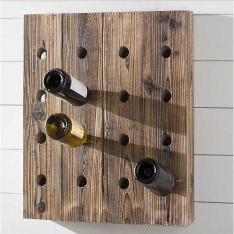 Image of Rustic Wood Wall Hanging 16-Bottle Wine Rack