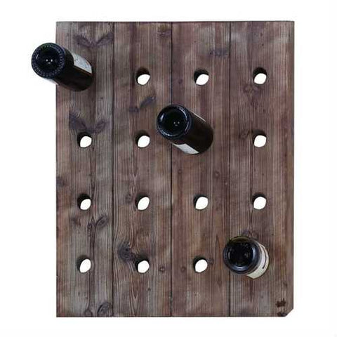 Image of Rustic Wood Wall Hanging 16-Bottle Wine Rack