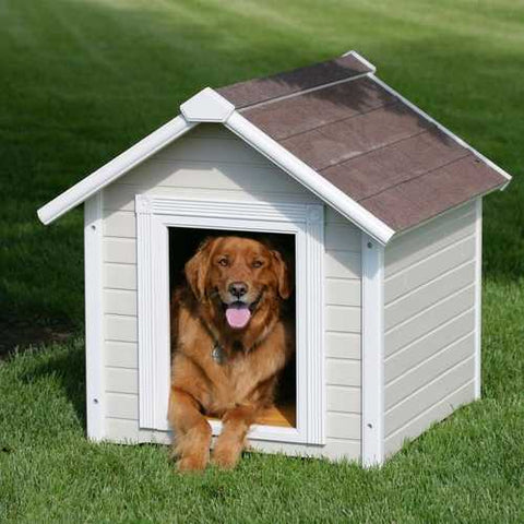 Image of Solid Wood Luxurious Dog House with Classic Asphalt Shingle Roof