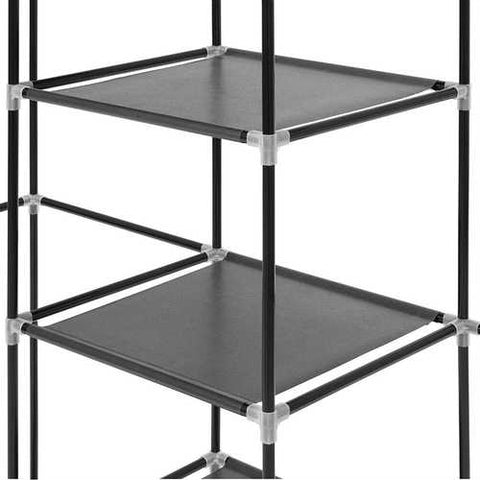 Image of Black 59-inch Portable Wardrobe Storage Closet with 9 Shelves