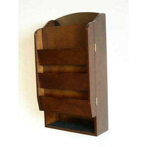 Door / Wall Mount Organizer Letter Holder Mail Sorter in Dark Walnut