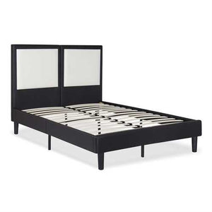 Full size Modern Faux Leather Platform Bed Frame with Headboard