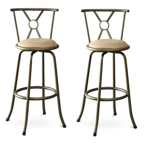 Image of Set of 2- Adjustable Height Padded Seat Barstools