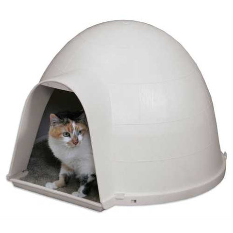 Image of Outdoor Kitty Cat Igloo with Carpeted Floor