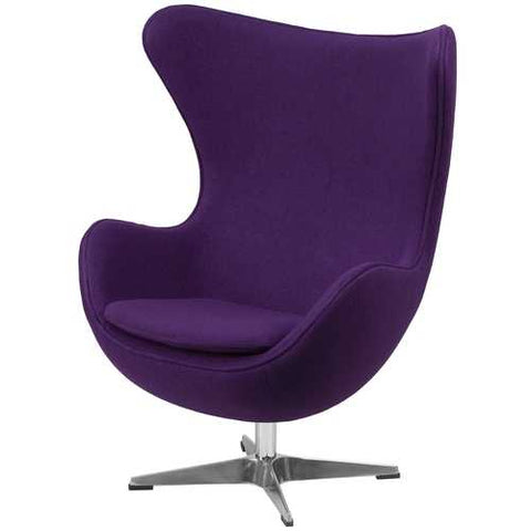 Image of Purple Wool Fabric Upholstered Mid-Century Style Arm Chair