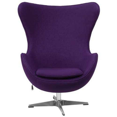 Image of Purple Wool Fabric Upholstered Mid-Century Style Arm Chair