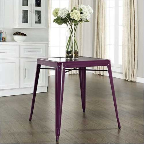 Image of Mid-century French Cafe Style Powder-coated Steel Dining Table in Purple