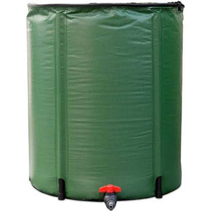 Portable 60-Gallon Rain Barrel Collapsible with Zippered Top in Green Color