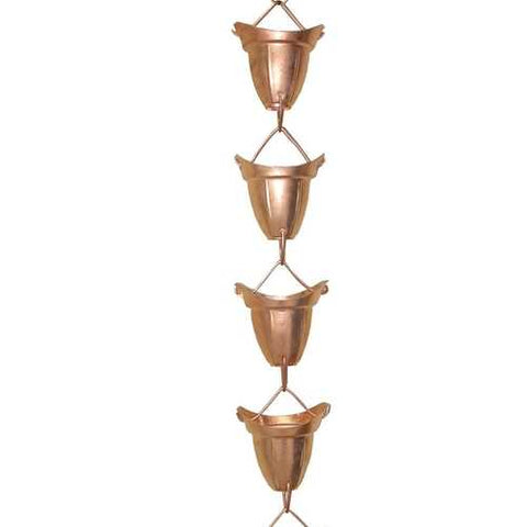 Image of Pure Copper 8.5 Ft Rain Chain with 17 Bell Cups