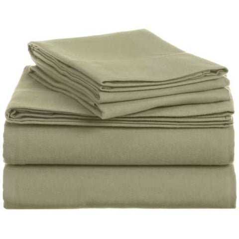 Image of Queen 100-Percent Cotton Velvet Flannel Sheet Set in Thyme Green