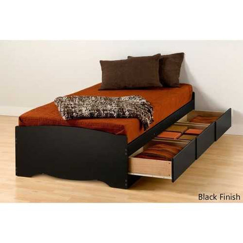 Image of Twin XL Platform Bed Frame with 3 Storage Drawers in Black