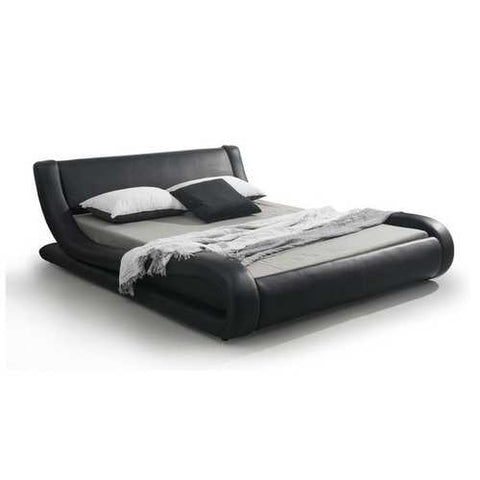 Image of Queen size Modern Black Faux Leather Platform Bed