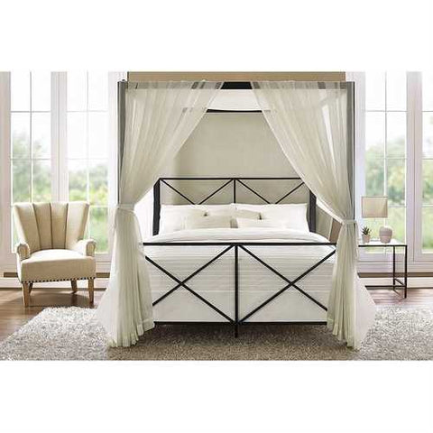 Image of Queen size 4-Post Metal Canopy Bed Frame in Black