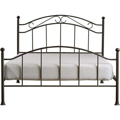 Image of Queen size Scroll Design Metal Bed Frame with Headboard and Footboard in Brown Finish