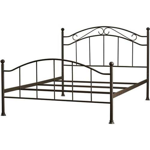 Image of Queen size Scroll Design Metal Bed Frame with Headboard and Footboard in Brown Finish