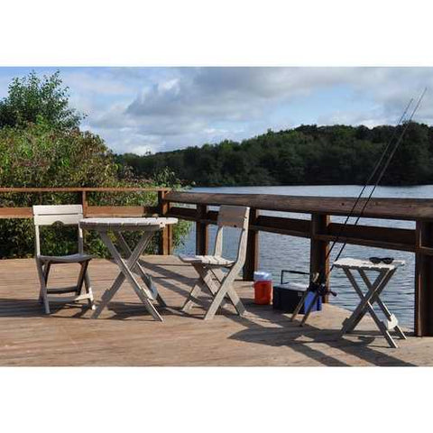 Image of Folding Patio Table in Desert Clay Color Outdoor Resin - Made in USA