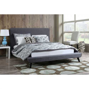 Queen size Grey Modern Classic Mid-Century Style Upholstered Platform Bed