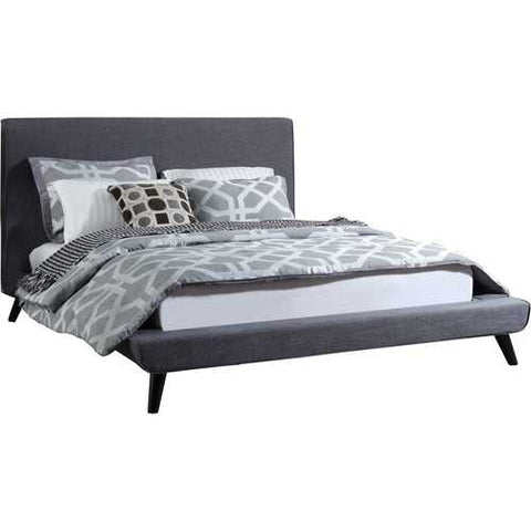 Image of Queen size Grey Modern Classic Mid-Century Style Upholstered Platform Bed