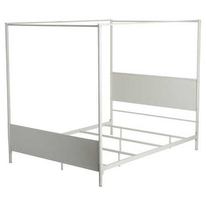 Queen size Contemporary White Metal Canopy Bed