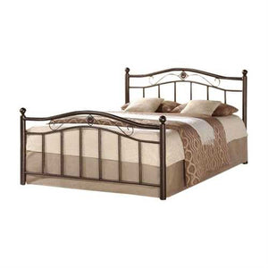 Queen Metal Platform Bed with Headboard and Foot-Board in Brushed Bronze