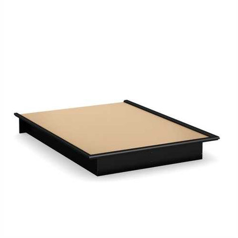 Image of Queen size Platform Bed Frame in Modern Black Wood Finish